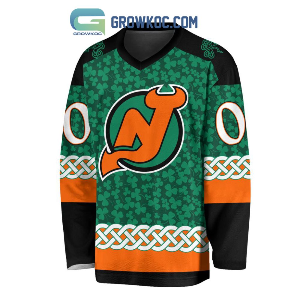 New Jersey Devils St.Patrick'S Day Personalized Long Sleeve Hockey Jersey - Image 2