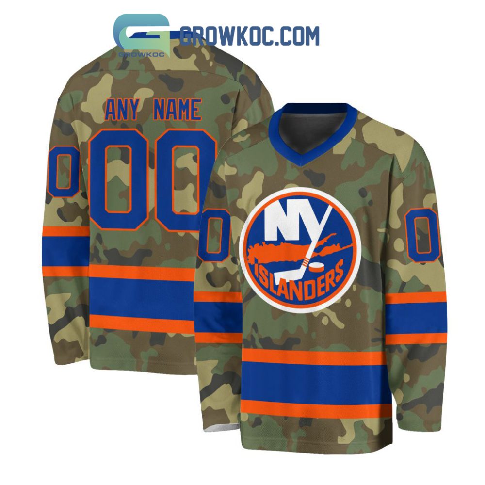 New York Islanders Special Camo Veteran Design Personalized Hockey Jersey