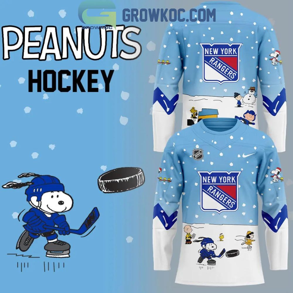 New York Rangers Snoopy And His Peanuts Team 2024 Hockey Jersey - Image 2