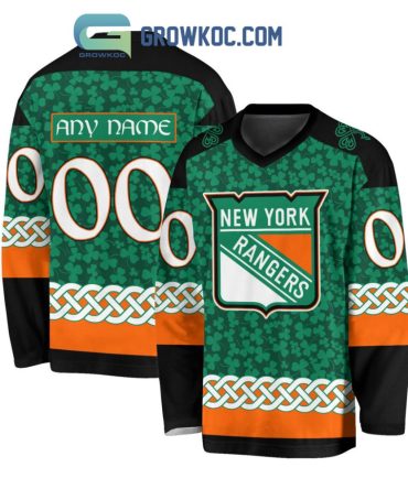 New York Rangers St.Patrick'S Day Personalized Long Sleeve Hockey Jersey