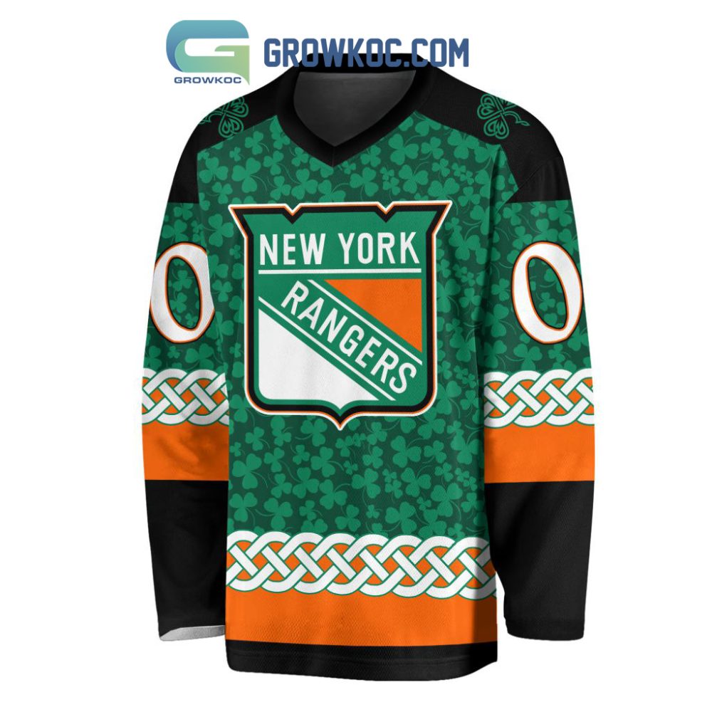 New York Rangers St.Patrick'S Day Personalized Long Sleeve Hockey Jersey - Image 2