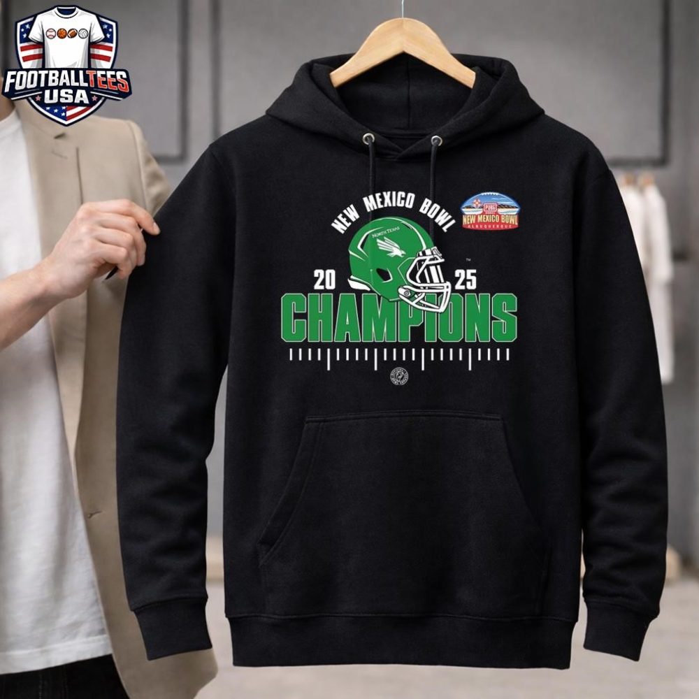 North Texas Mean Green New Mexico Bowl Champions 2025 Ncaa Football Helmet Logo Unisex Shirt - Image 3