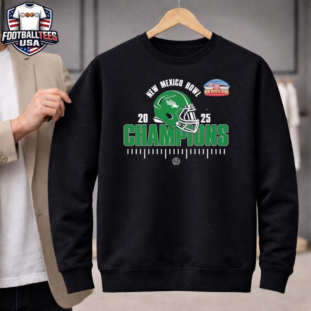 North Texas Mean Green New Mexico Bowl Champions 2025 Ncaa Football Helmet Logo Unisex Shirt - Image 2