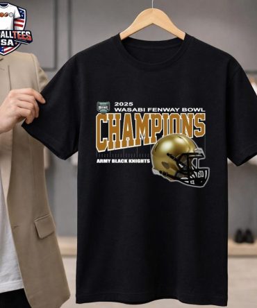 Official Army Black Knights Football Are 2025 Wasabi Fenway Bowl Champions Helmet T-Shirts
