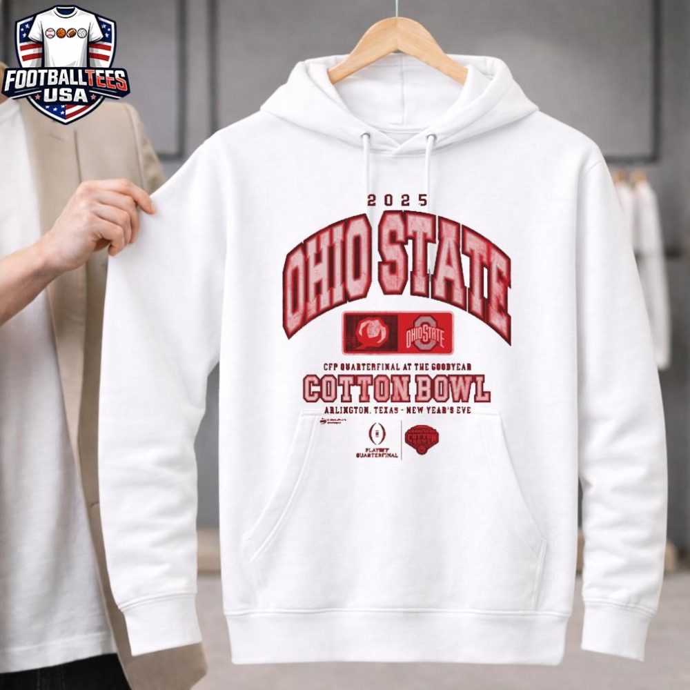 Ohio State Buckeyes 2025 Goodyear Cotton Bowl Arlington Texas New Year'S Eve T-Shirt - Image 2