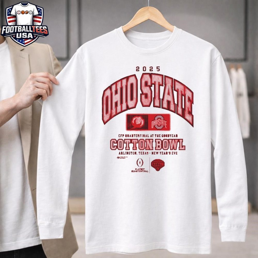 Ohio State Buckeyes 2025 Goodyear Cotton Bowl Arlington Texas New Year'S Eve T-Shirt - Image 3