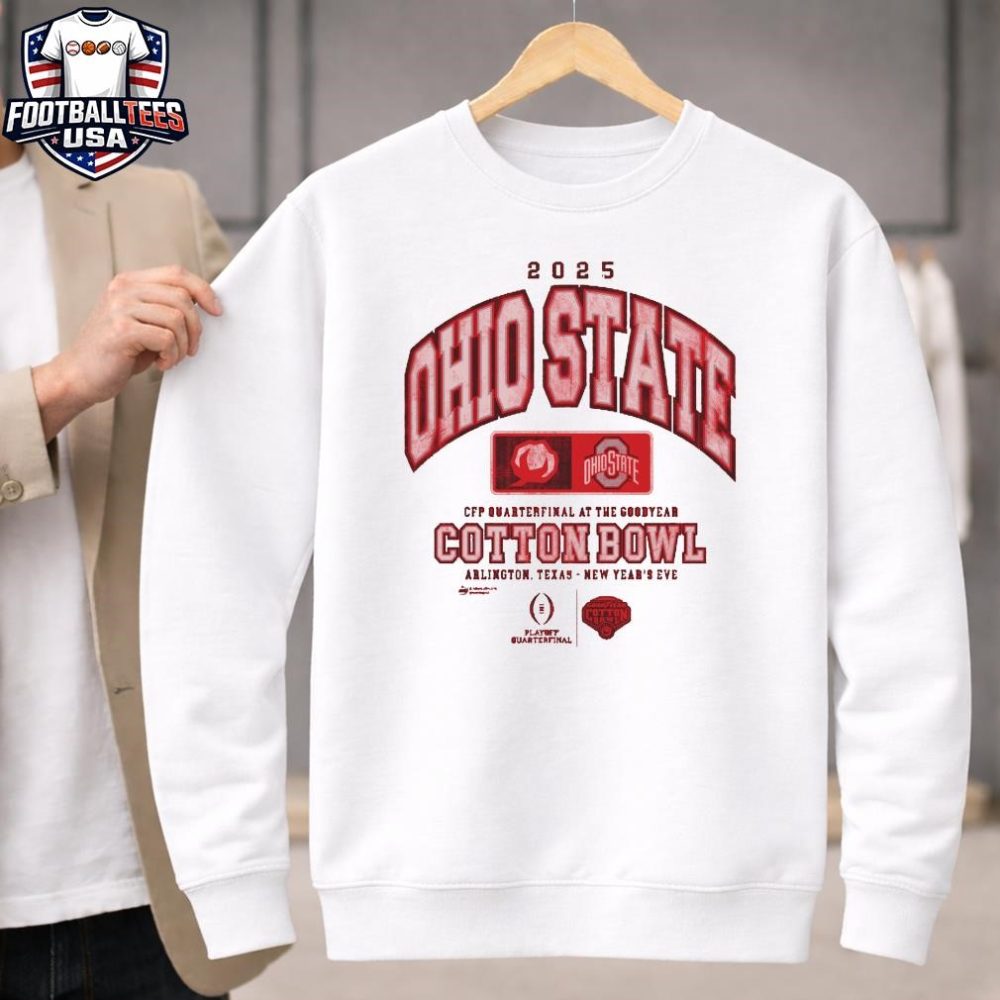 Ohio State Buckeyes 2025 Goodyear Cotton Bowl Arlington Texas New Year'S Eve T-Shirt - Image 4