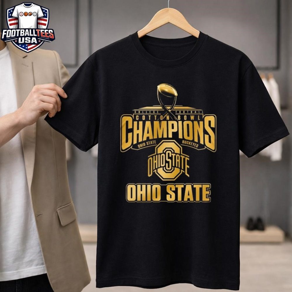 Ohio State Buckeyes College Football Cotton Bowl Champions 2025 Gold Logo Unisex Shirt