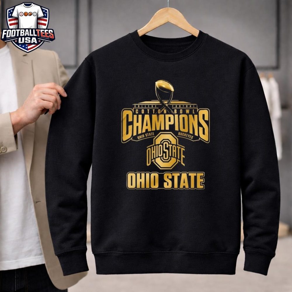 Ohio State Buckeyes College Football Cotton Bowl Champions 2025 Gold Logo Unisex Shirt - Image 2