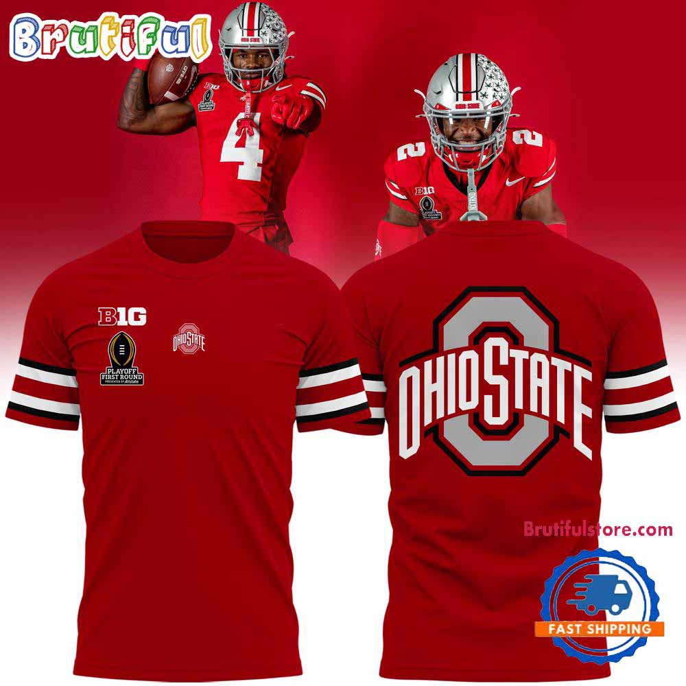 Ohio State Football Playoff First Round Scarlet 2024 T Shirt