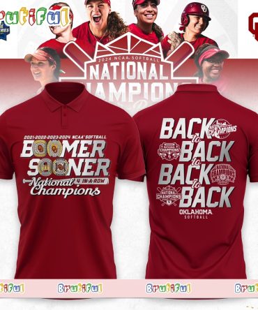 Oklahoma Sooners Four Peat 2024 Ncaa Softball Women’S Champions Polo Shirt