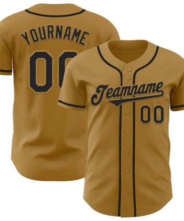 Custom Old Gold Black Authentic Baseball Jersey