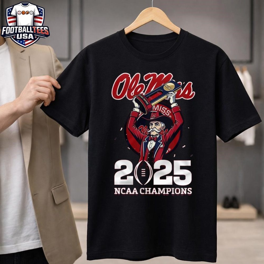 Ole Miss Rebels 2025 Ncaa Champions Mascot Trophy Unisex Shirt