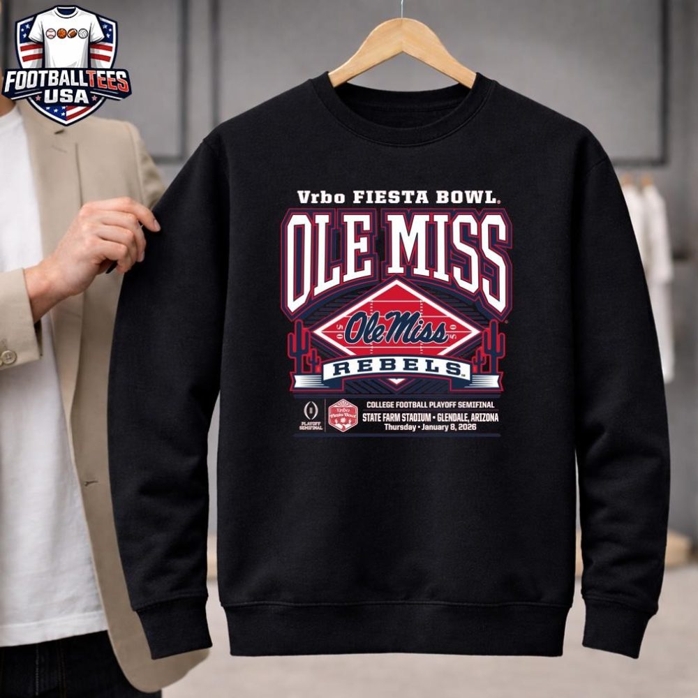 Ole Miss Rebels Cfp Semifinal Power Frame 2026 Vrbo Fiesta Bowl Shirt - Image 2