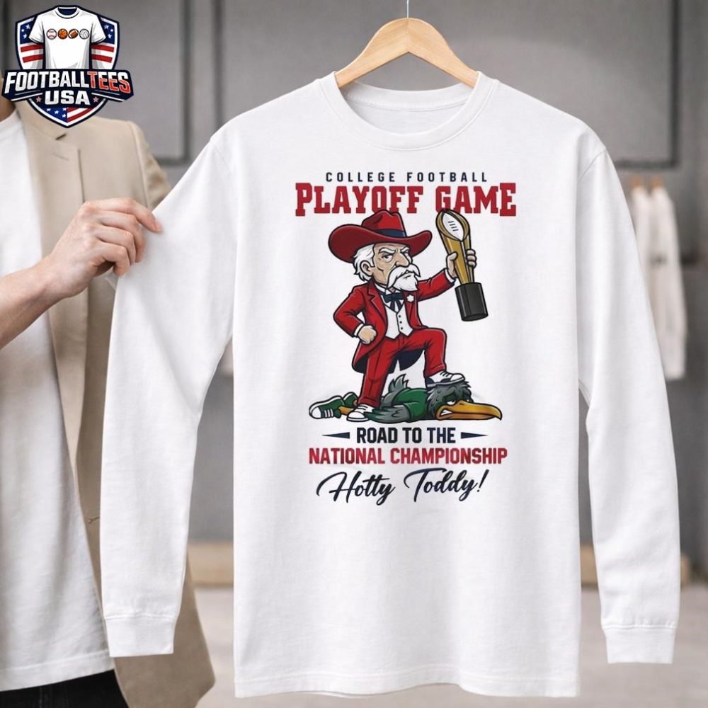 Ole Miss Rebels Ncaa College Football Playoff Game Road To The National Championship Hotty Toddy Mascot 2025 T-Shirt - Image 3