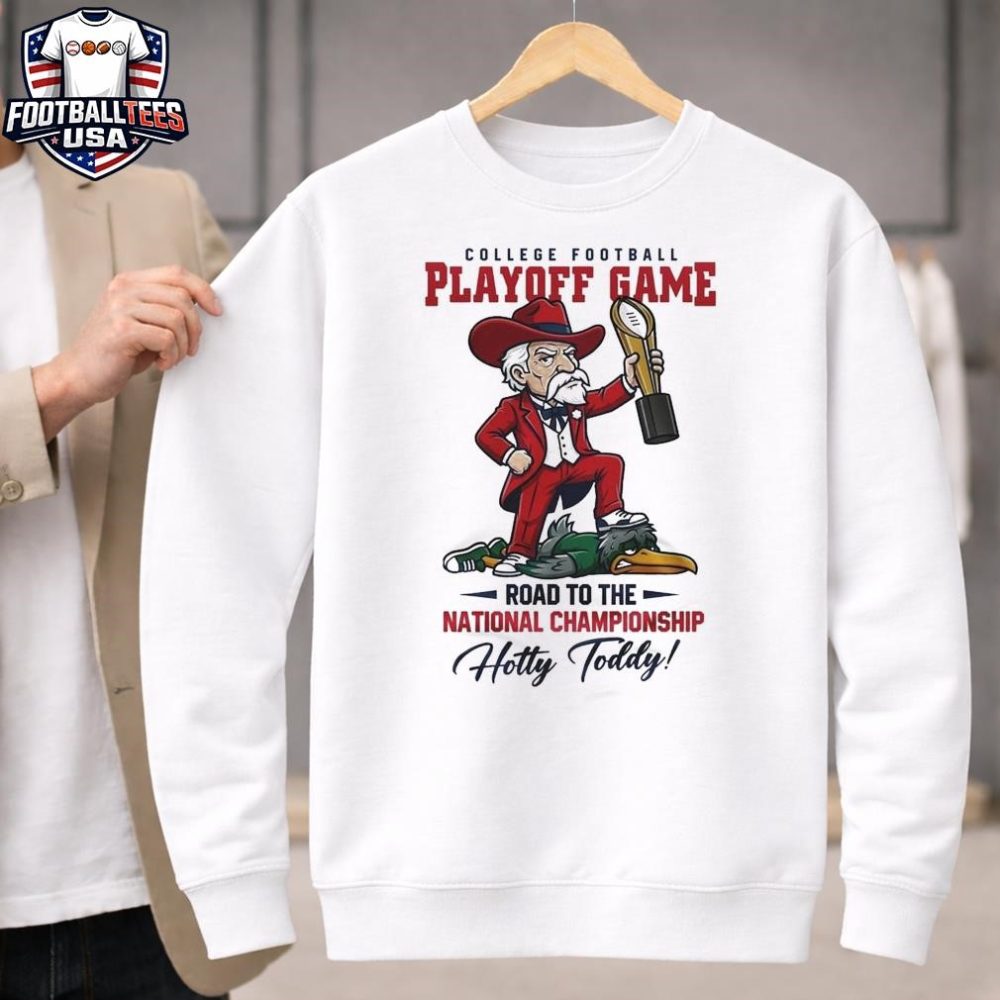 Ole Miss Rebels Ncaa College Football Playoff Game Road To The National Championship Hotty Toddy Mascot 2025 T-Shirt - Image 4