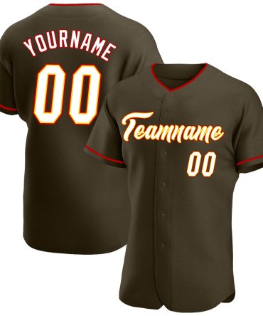Custom Olive White-Gold Authentic Salute To Service Baseball Jersey