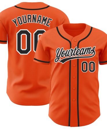 Custom Orange Black-White Authentic Baseball Jersey