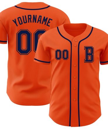 Custom Orange Navy Authentic Baseball Jersey
