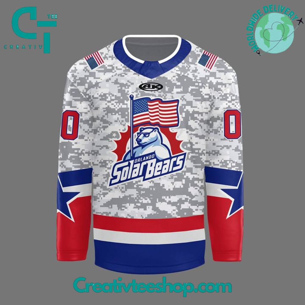 Orlando Solar Bears Happy Memorial Day 2025 Personalized Hockey Jersey - Image 2