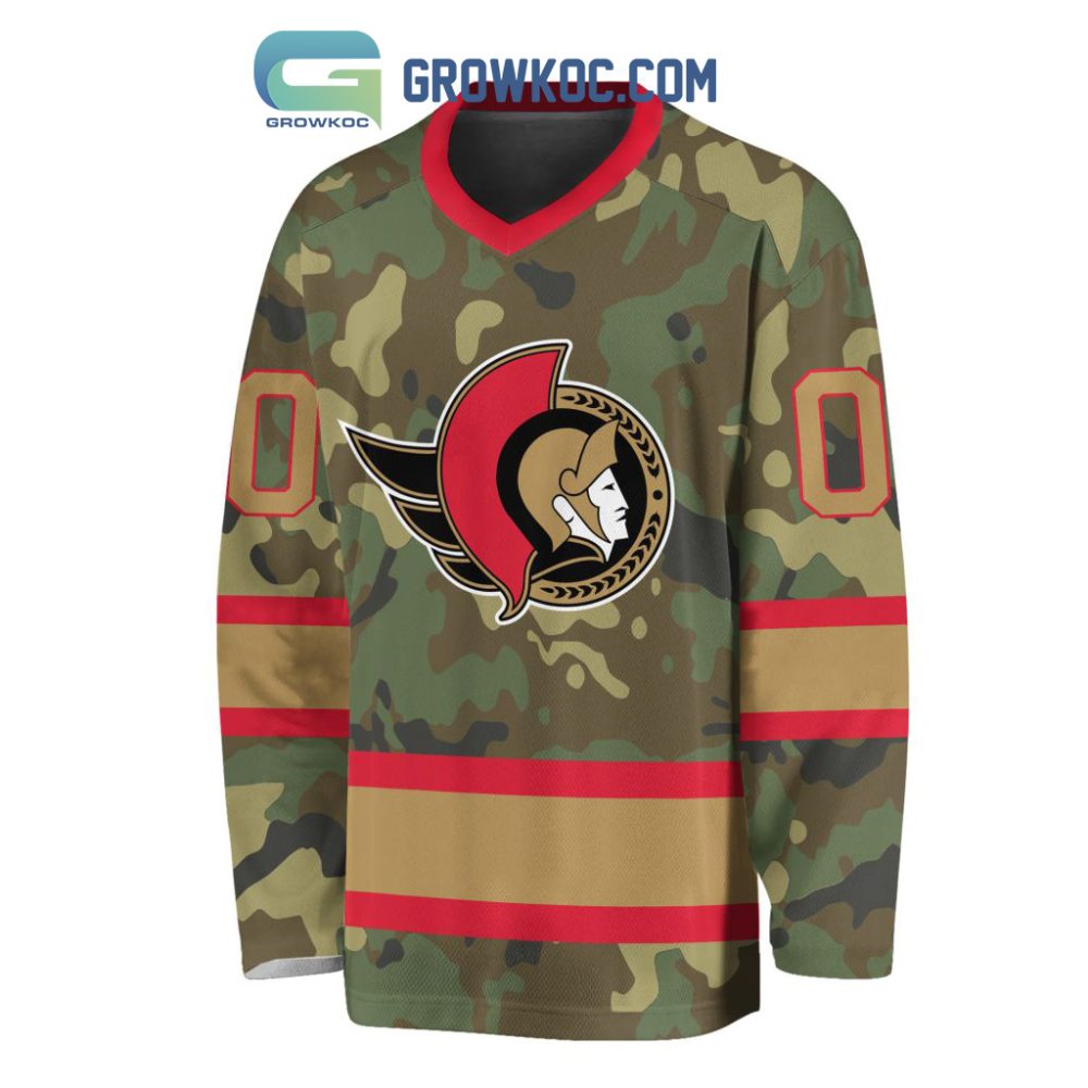 Ottawa Senators Special Camo Veteran Design Personalized Hockey Jersey - Image 2