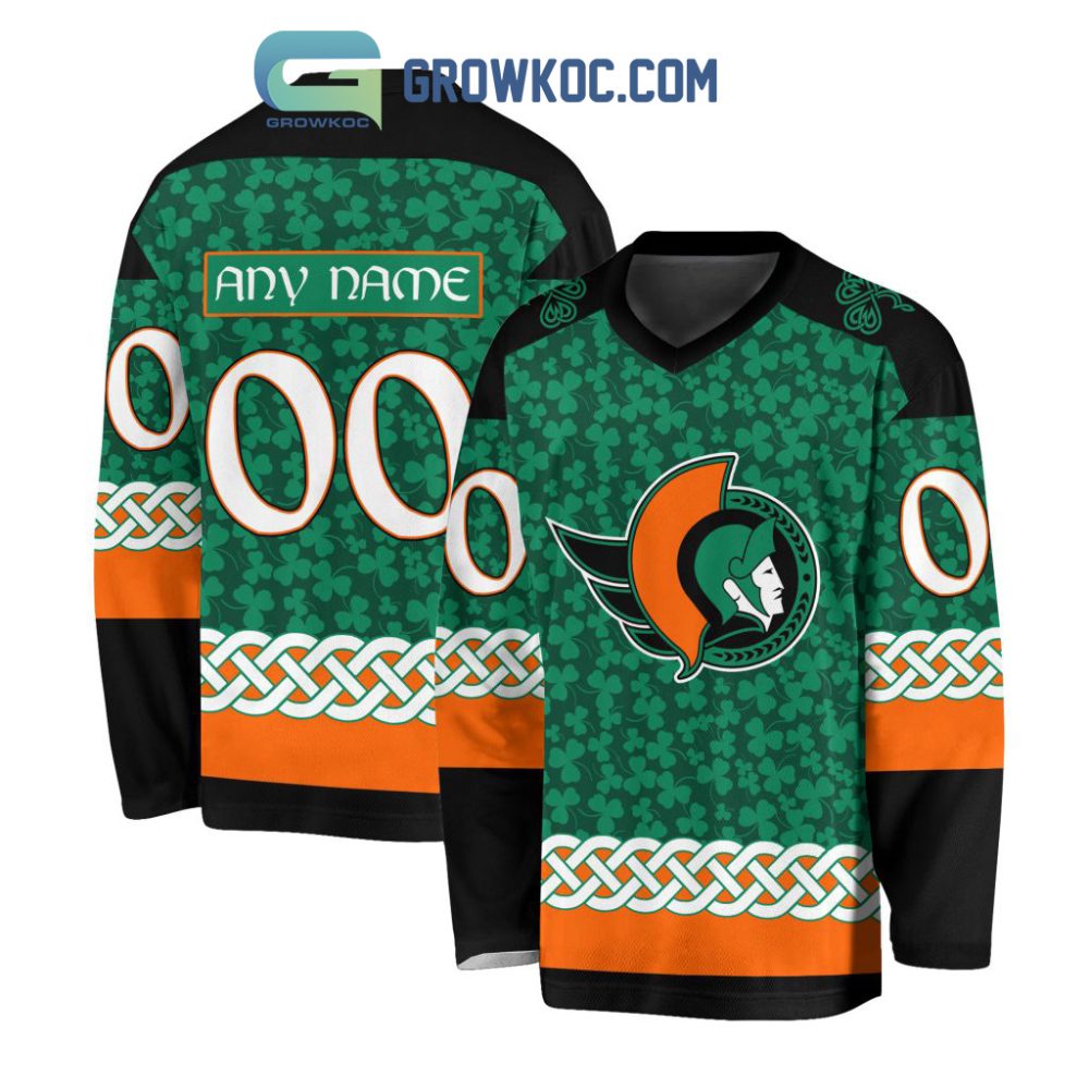 Ottawa Senators St.Patrick'S Day Personalized Long Sleeve Hockey Jersey