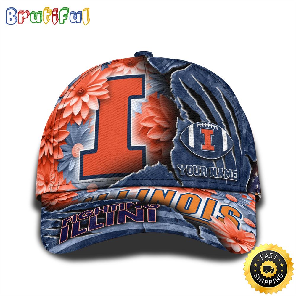 Personalized Ncaa Illinois Fighting Illini All Over Print Baseball Cap The Perfect Way To Rep Your Team