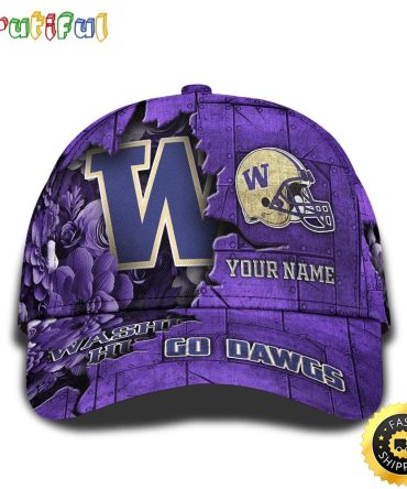 Personalized Ncaa Washington Huskies All Over Print Baseball Cap Show Your Pride