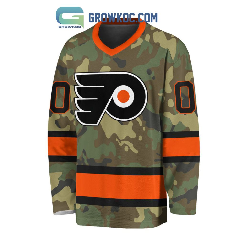Philadelphia Flyers Special Camo Veteran Design Personalized Hockey Jersey - Image 2