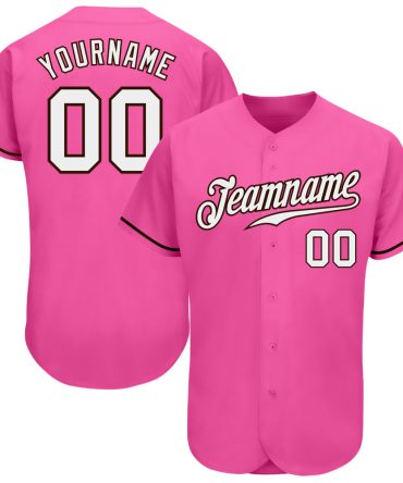 Custom Pink White-Brown Authentic Baseball Jersey