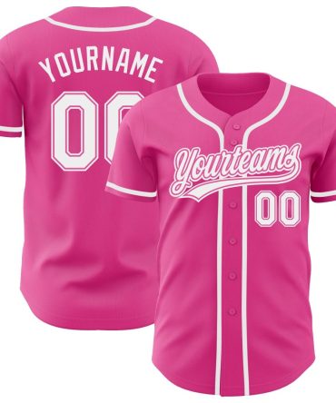 Custom Pink White Authentic Baseball Jersey