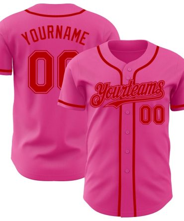 Custom Pink Red Authentic Baseball Jersey
