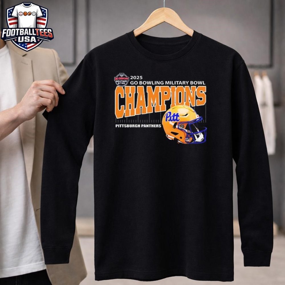 Pittsburgh Panthers Football Are 2025 Go Bowling Military Bowl Champions Helmet Unisex Shirt - Image 4