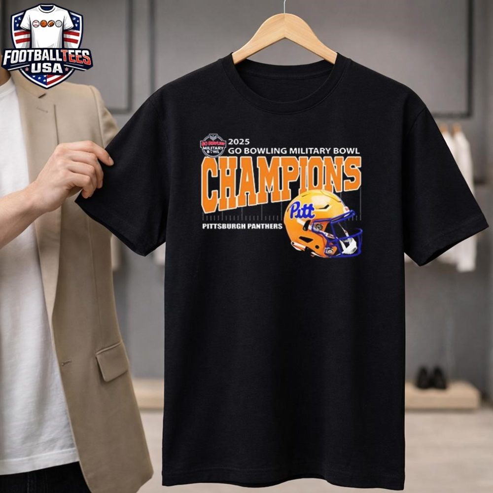 Pittsburgh Panthers Football Are 2025 Go Bowling Military Bowl Champions Helmet Unisex Shirt
