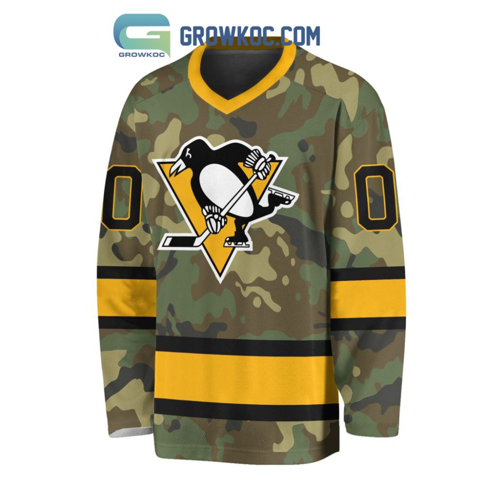 Pittsburgh Penguins Special Camo Veteran Design Personalized Hockey Jersey - Image 2