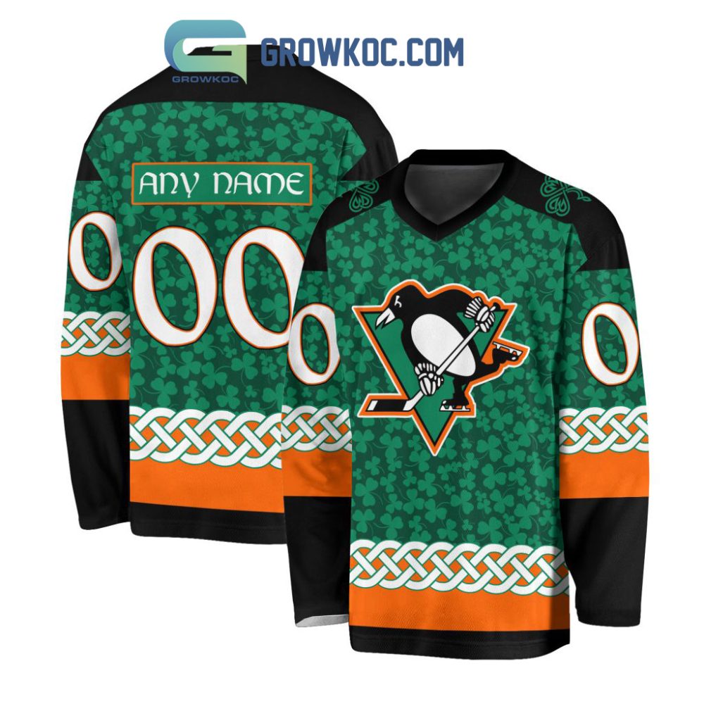 Pittsburgh Penguins St.Patrick'S Day Personalized Long Sleeve Hockey Jersey