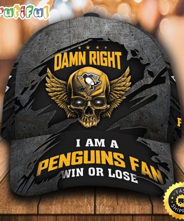 Pittsburgh Penguins Damn Right Text All Over Print 3D Classic Cap