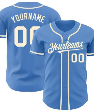 Custom Powder Blue Cream Authentic Baseball Jersey
