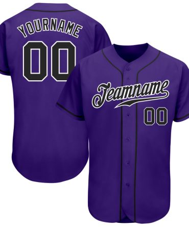 Custom Purple Black-White Authentic Baseball Jersey