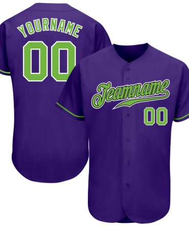 Custom Purple Neon Green-White Authentic Baseball Jersey