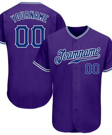Custom Purple Royal-White Authentic Baseball Jersey