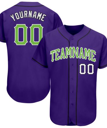 Custom Purple Neon Green White-Black Authentic Baseball Jersey