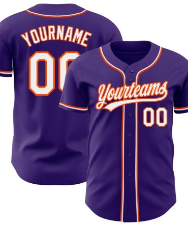Custom Purple White-Orange Authentic Baseball Jersey