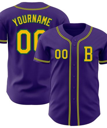 Custom Purple Yellow-Kelly Green Authentic Baseball Jersey