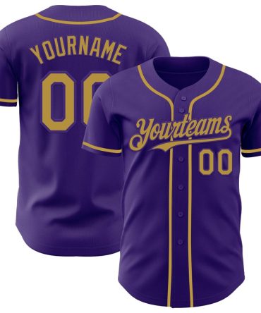 Custom Purple Old Gold Authentic Baseball Jersey