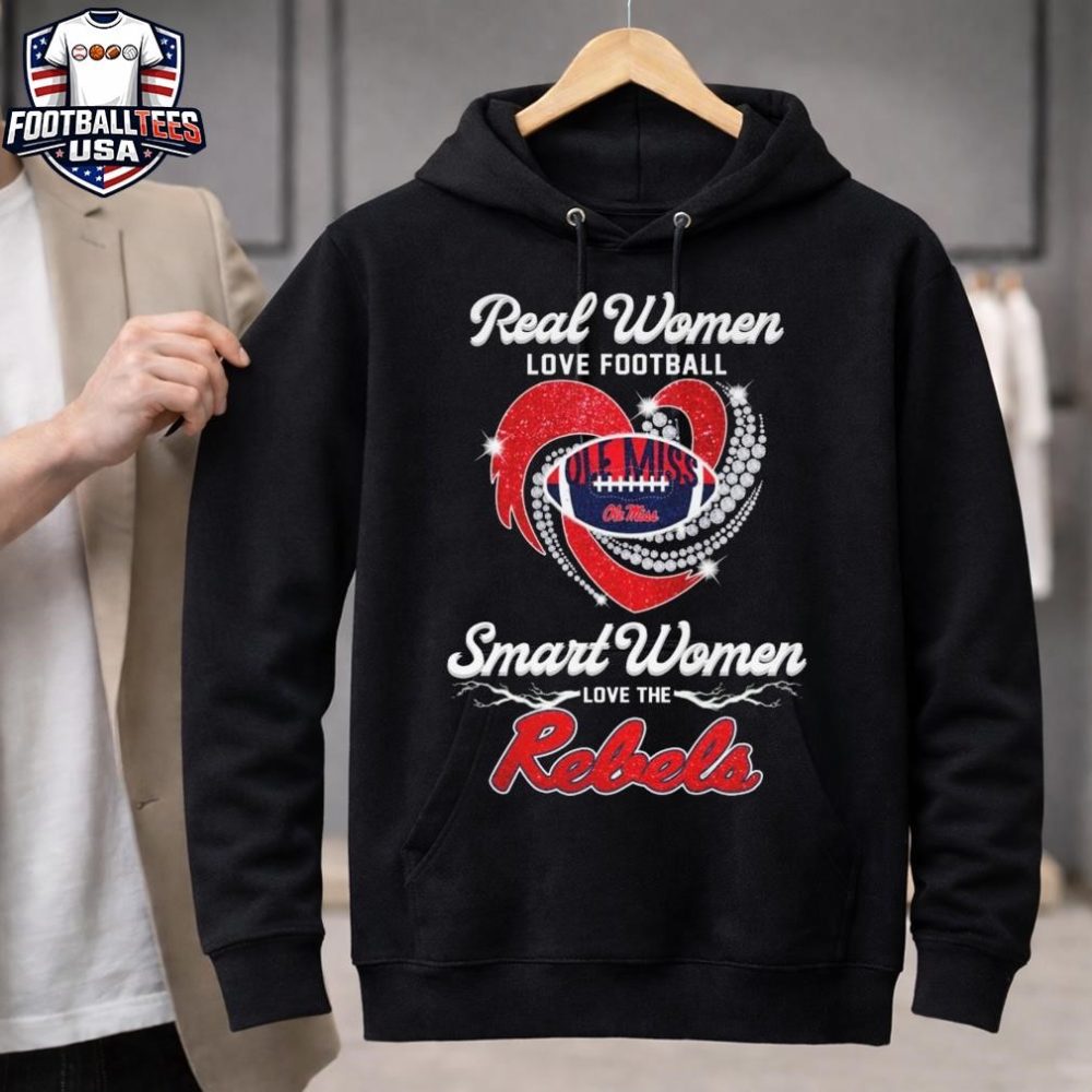 Real Women Love Football Smart Women Love The Ole Miss Rebels Diamond Heart 2026 Unisex Shirt - Image 3