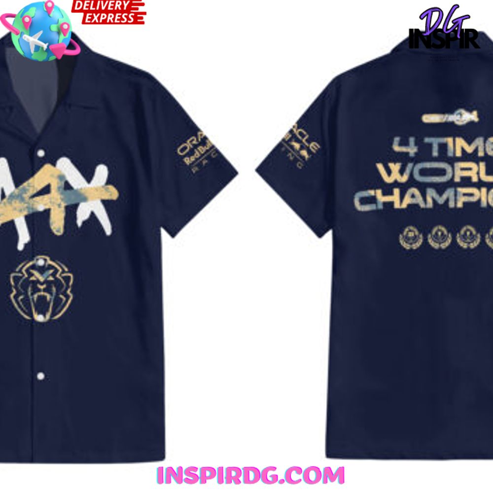 Red Bull Max Verstappen World Champion 2024 Hawaiian Shirt - Image 2