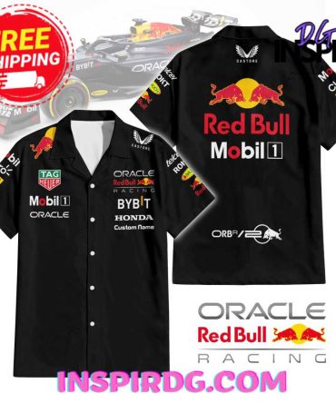 Red Bull Mobil 1 Oracle Racing Black Hawaiian Shirt