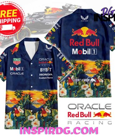 Red Bull Mobil 1 Oracle Racing Black Sunset Blue Hawaiian Shirt