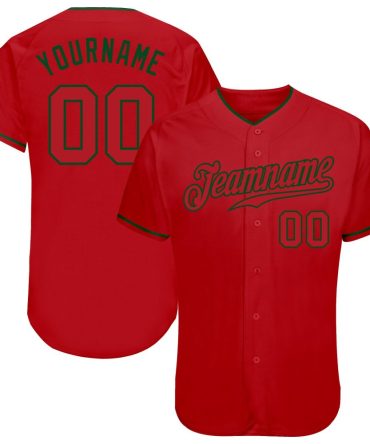 Custom Red Red-Green Authentic Baseball Jersey